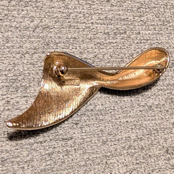 Monet Vintage Statement Pin Brooch Gold Tone Abstract Chunky Signed Modernist - Picture 5 of 5